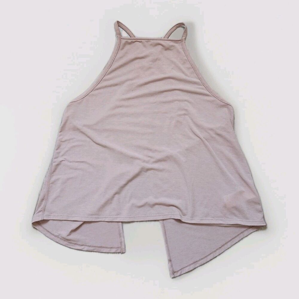 Prana Epiquator Tank In Willow Pink High Square Neck Open Back Flowy Sz S EUC